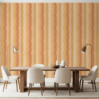 Soft golden wallpaper featuring hand painted stripe pattern
