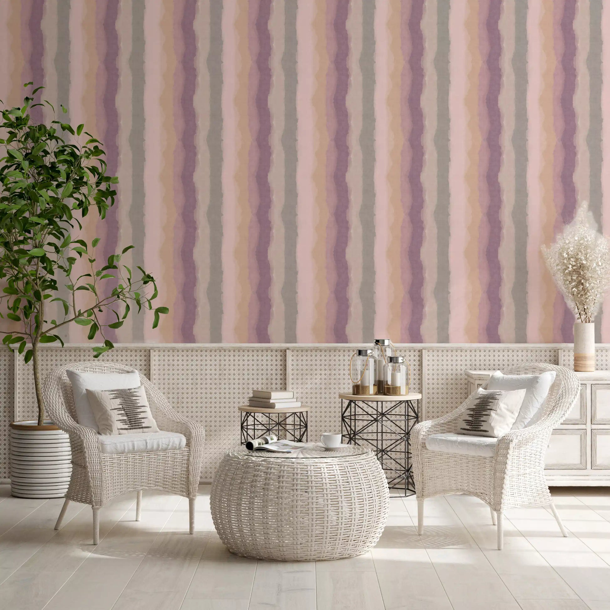 Watercolor wallpaper in warm sunrise inspired colour palette
