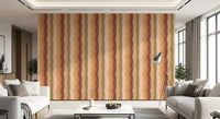 Warm sunset wallpaper with flowing vertical brushstroke lines
