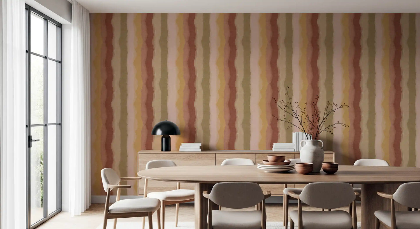 Sunset stripe wallpaper with soft amber and cream shades
