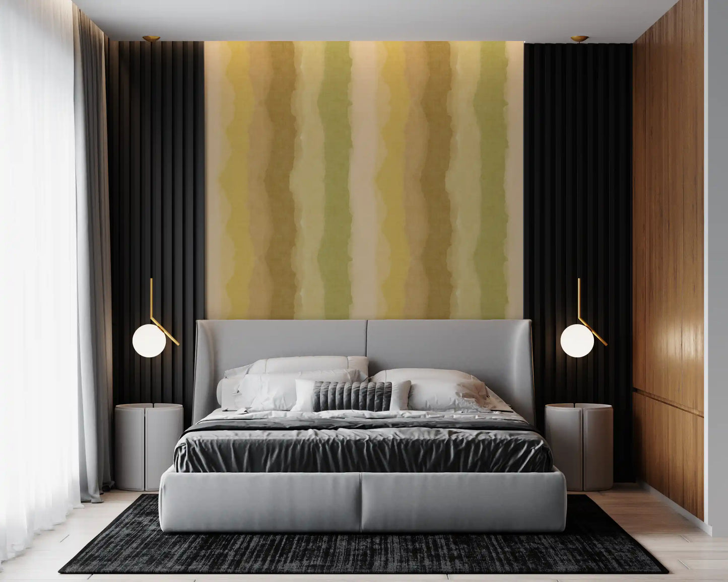 Relax Greenery Painted Stripes Wall Mural