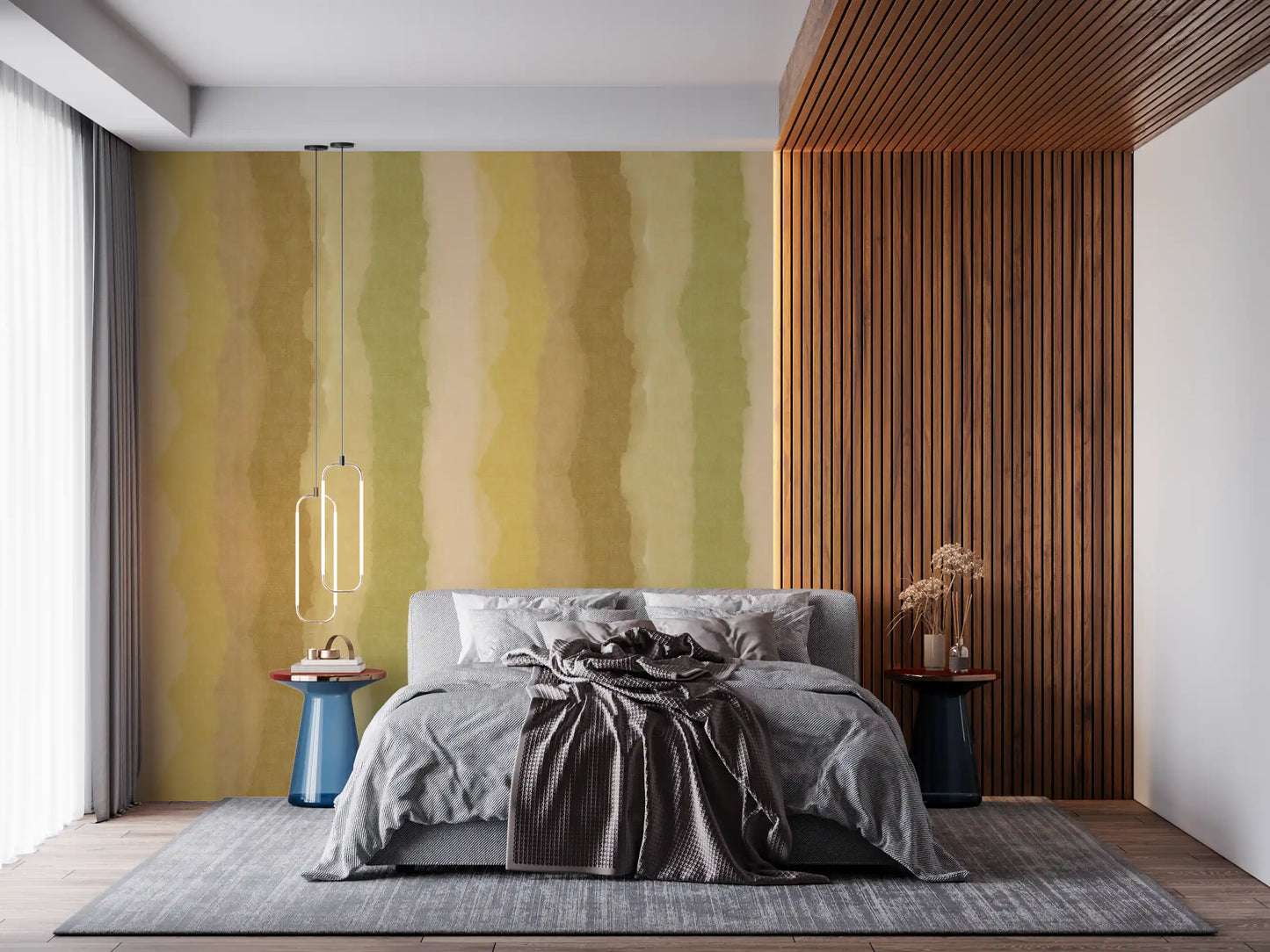 Relax Greenery Painted Stripes Wall Mural
