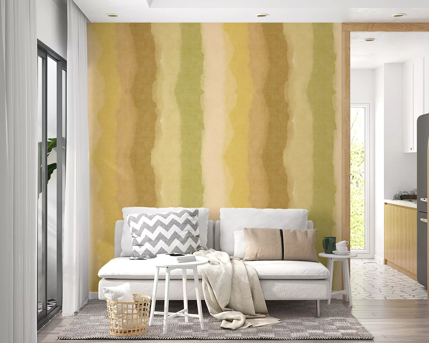Relax Greenery Painted Stripes Wall Mural