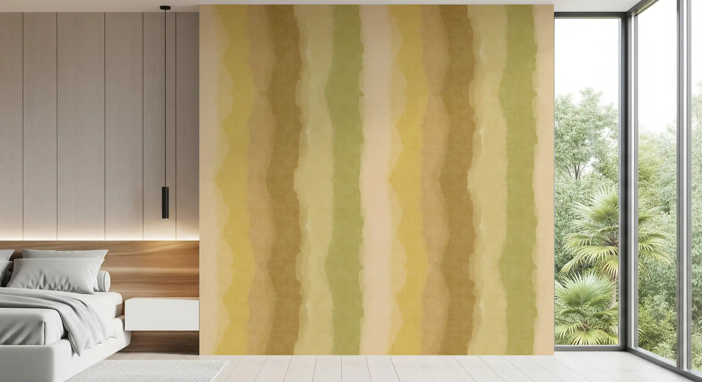 Relax Greenery Painted Stripes Wall Mural