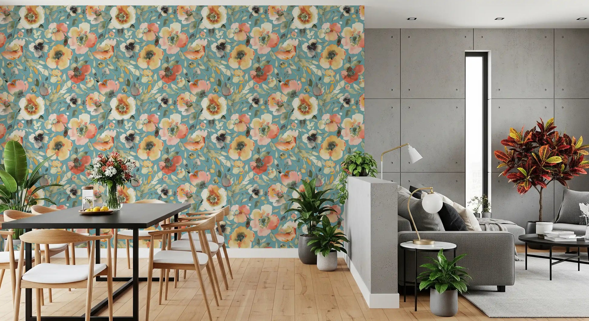 Watercolor bloom wallpaper featuring soft botanical details
