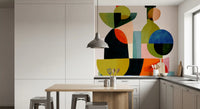 Painterly brushwork edges every shape across the Vessel Study wall mural panel.
