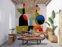 Dining room Abstract Vessel Study Wall Mural with stacked geometric composition