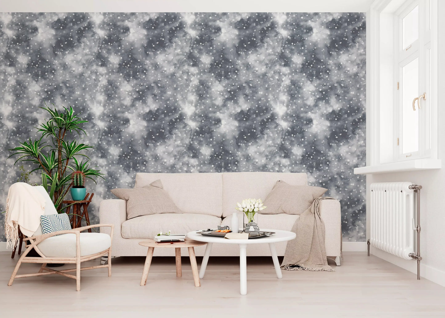 Silvered Mist & Light Dots Wallpaper⁠