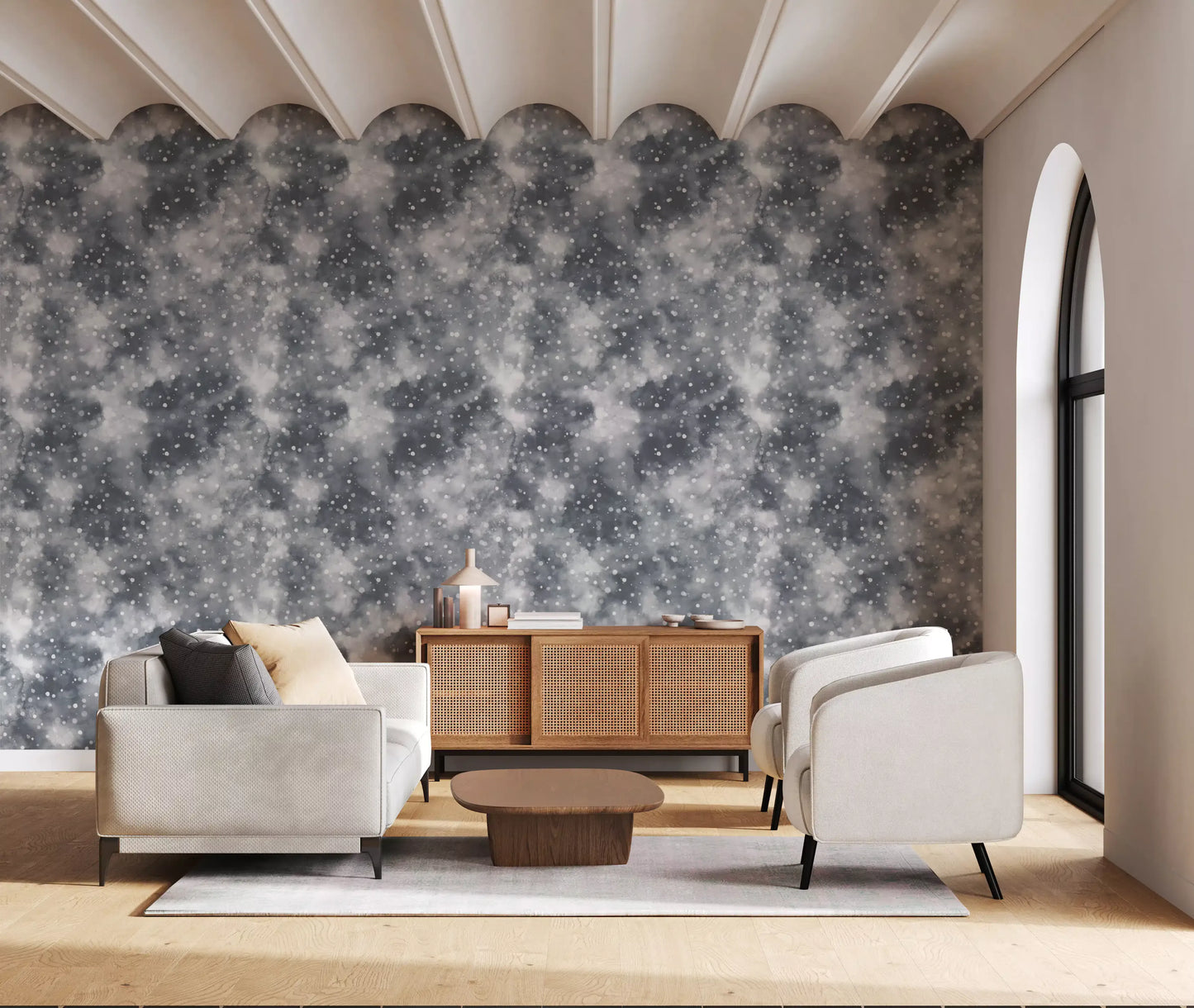 Silvered Mist & Light Dots Wallpaper⁠