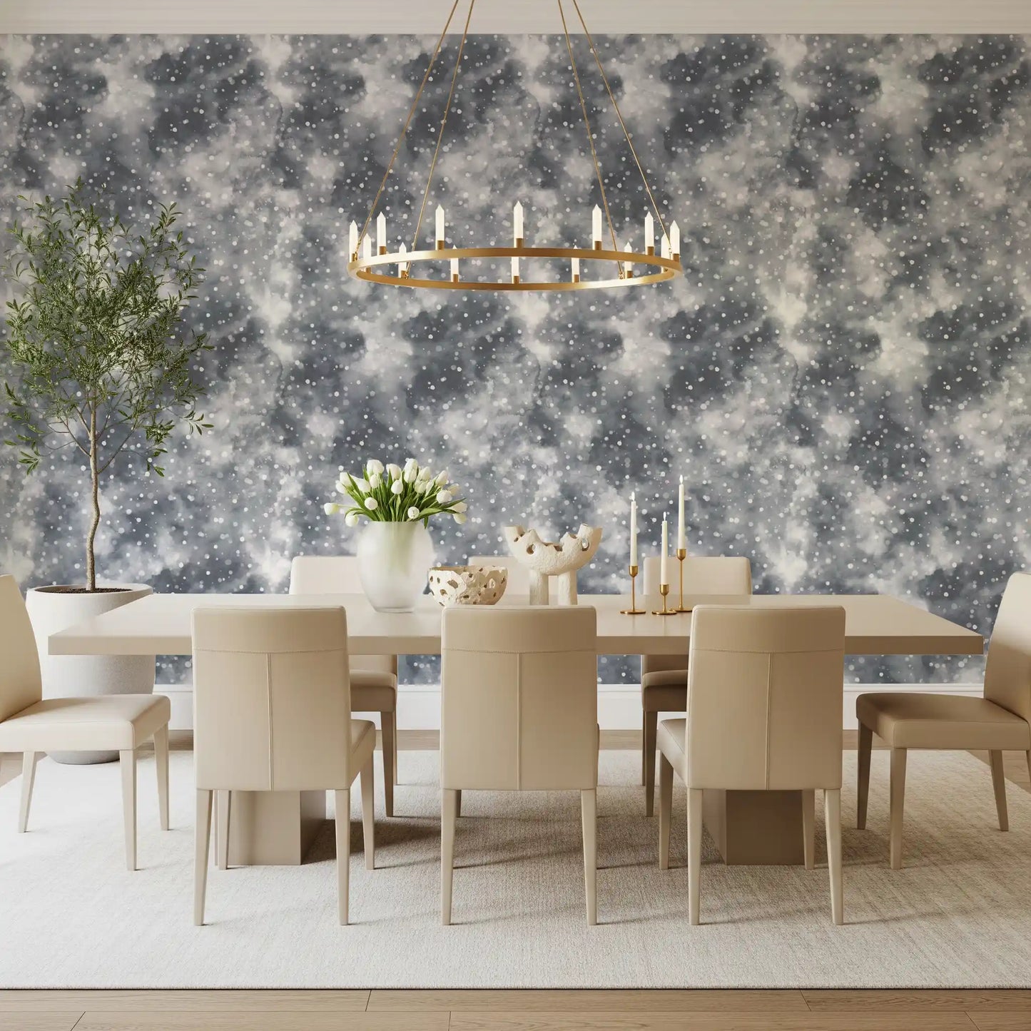 Silvered Mist & Light Dots Wallpaper⁠