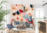 Abstract Watercolor Flow Wall Mural with blurred color washes and soft edges