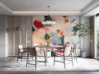 Dining area Abstract Flow Wall Mural with fluid watercolor shapes and airy color