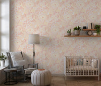 Kids room Peachy Floral Wallpaper with whimsical blooms and a light pastel repeat