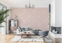Peach swirl wallpaper featuring floral outlines and delicate pastel movement