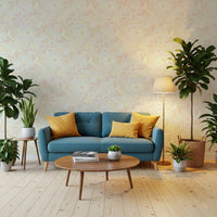 Hallway Whimsical Bloom Wallpaper with pastel petals and flowing leaf curves