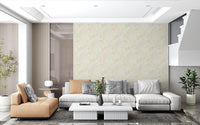 Whimsical floral wallpaper with pastel bloom shapes and smooth curving details