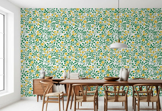 Golden Bloom Rose Trellis Wallpaper⁠