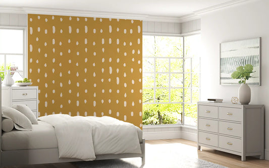 Mid Century Seed Dots Mustard Wall Mural