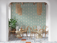 Cream droplets cover a Seed Dots wall mural in a dining room