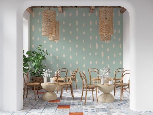 Mid Century Seed Dots Light Sage Wall Mural