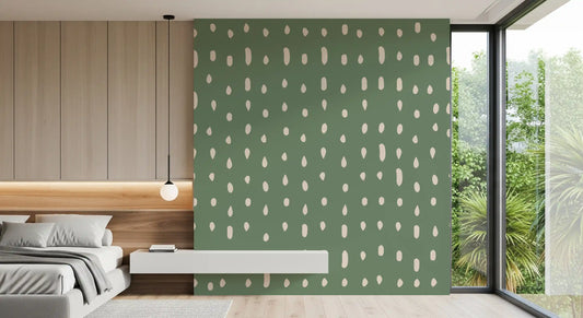 Mid Century Seed Dots Sage Green Wall Mural