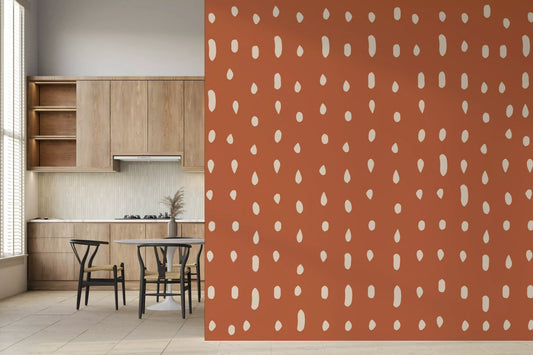 Mid Century Seed Dots Terracotta Wall Mural