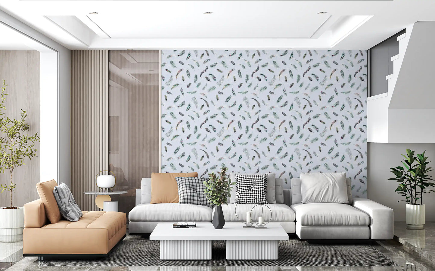 Ethereal Feather Dance Wallpaper⁠