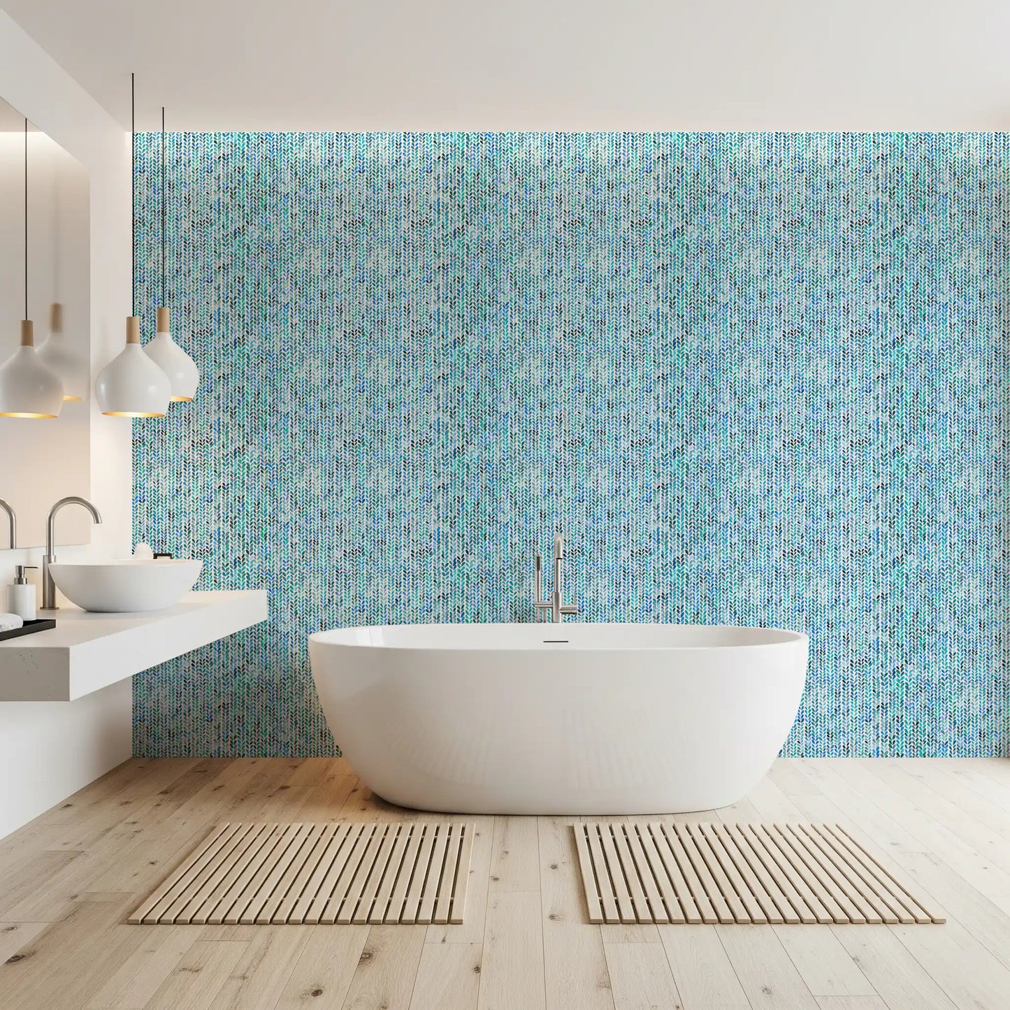Aqua Knit Cascade Wallpaper⁠