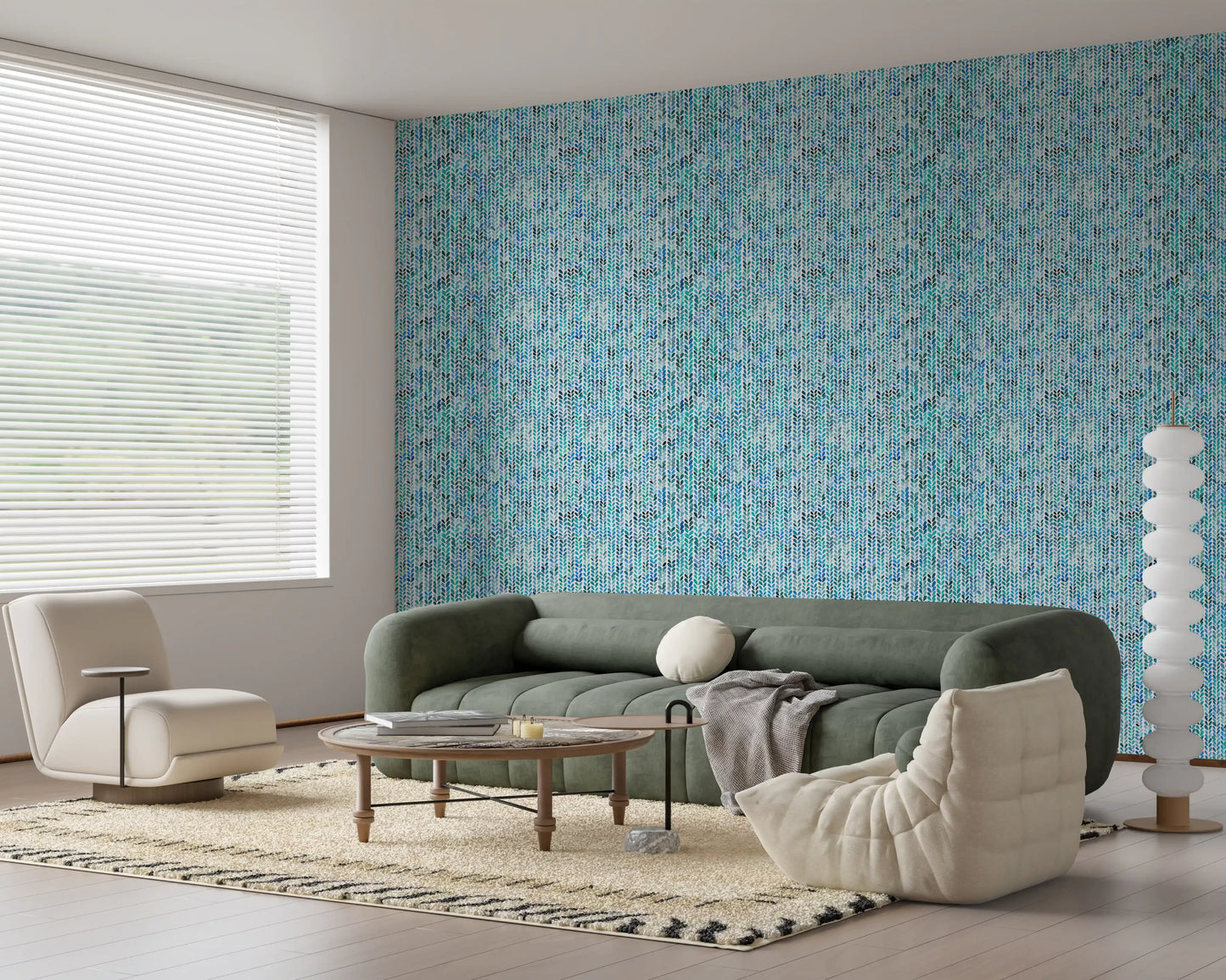 Aqua Knit Cascade Wallpaper⁠