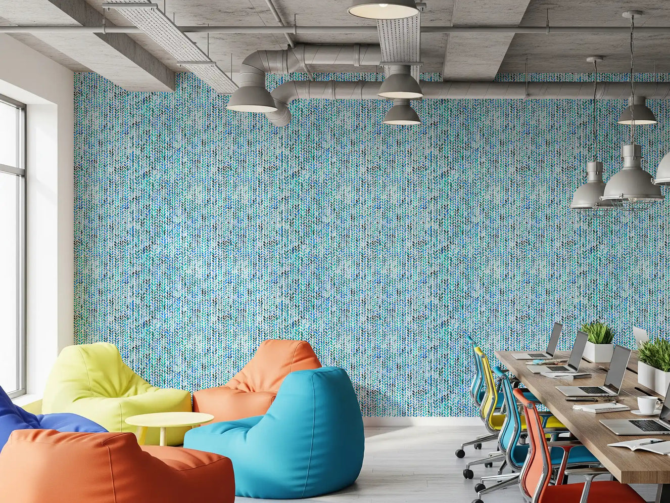 Aqua Knit Cascade Wallpaper⁠