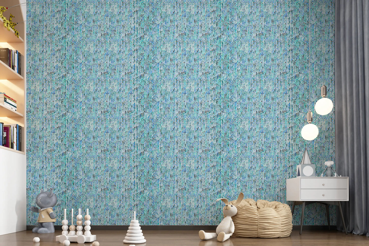 Aqua Knit Cascade Wallpaper⁠