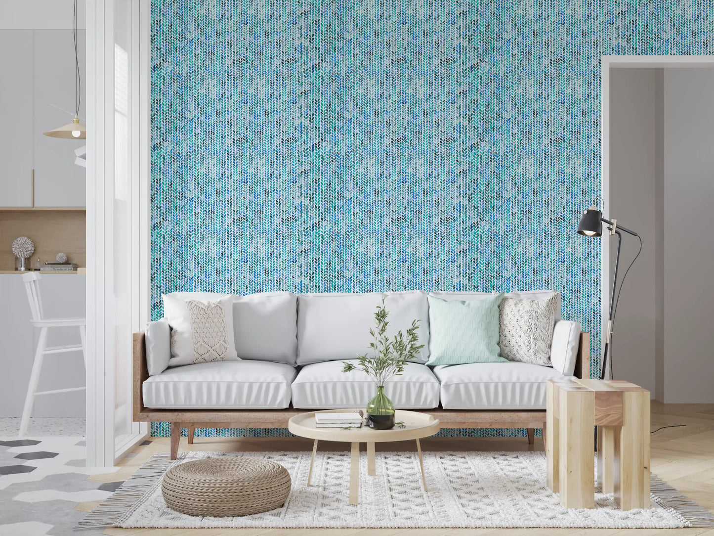 Aqua Knit Cascade Wallpaper⁠