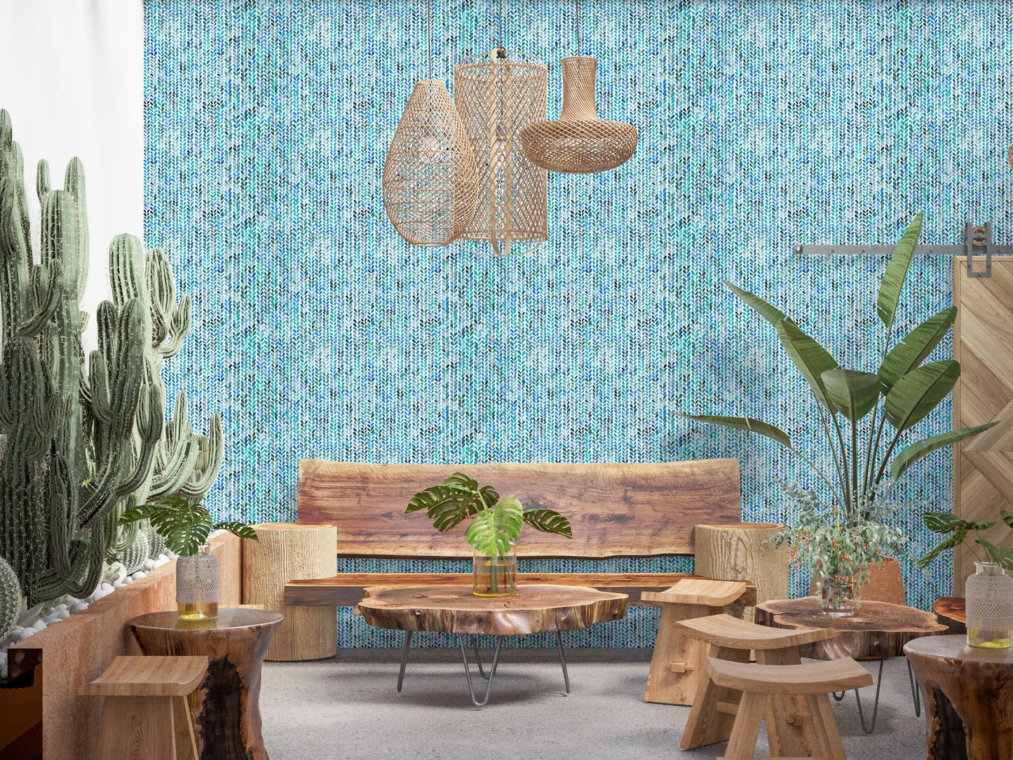 Aqua Knit Cascade Wallpaper⁠