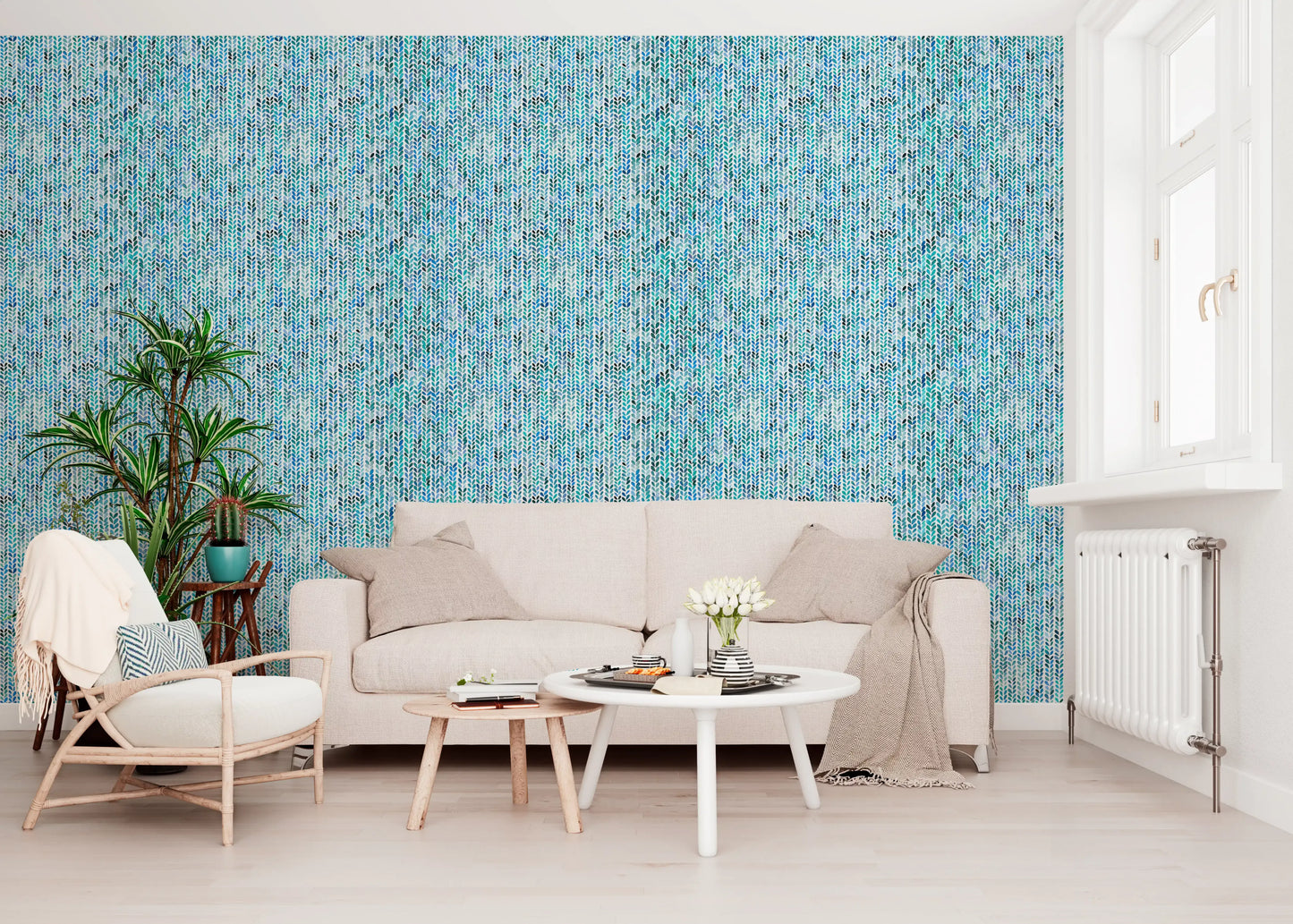 Aqua Knit Cascade Wallpaper⁠