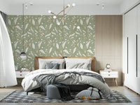 Sage Green Botanical Vine Wallpaper Scandinavian Wallpaper⁠