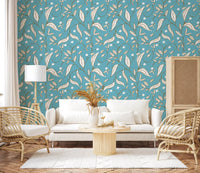 Sky Blue Botanical Vine Wallpaper Scandinavian Wallpaper⁠