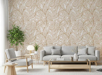 Beige Botanical Vine Wallpaper Scandinavian Neutral Wallpaper⁠