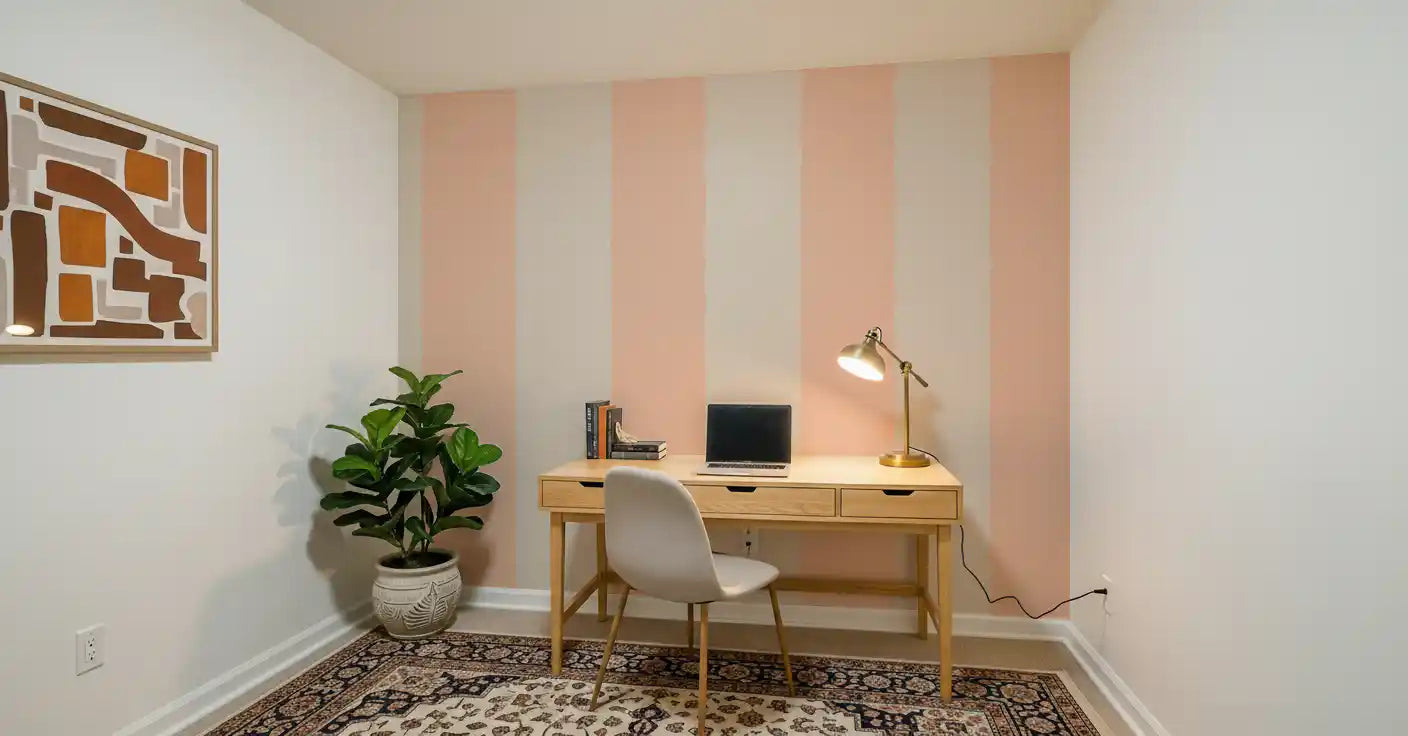 Blush Pink Stripe Wallpaper Grandmillennial Wallpaper⁠