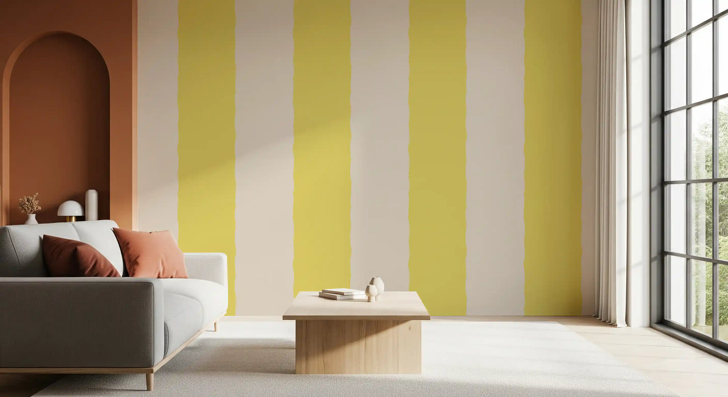 Butter Yellow Stripe Wallpaper Grandmillennial Wallpaper⁠