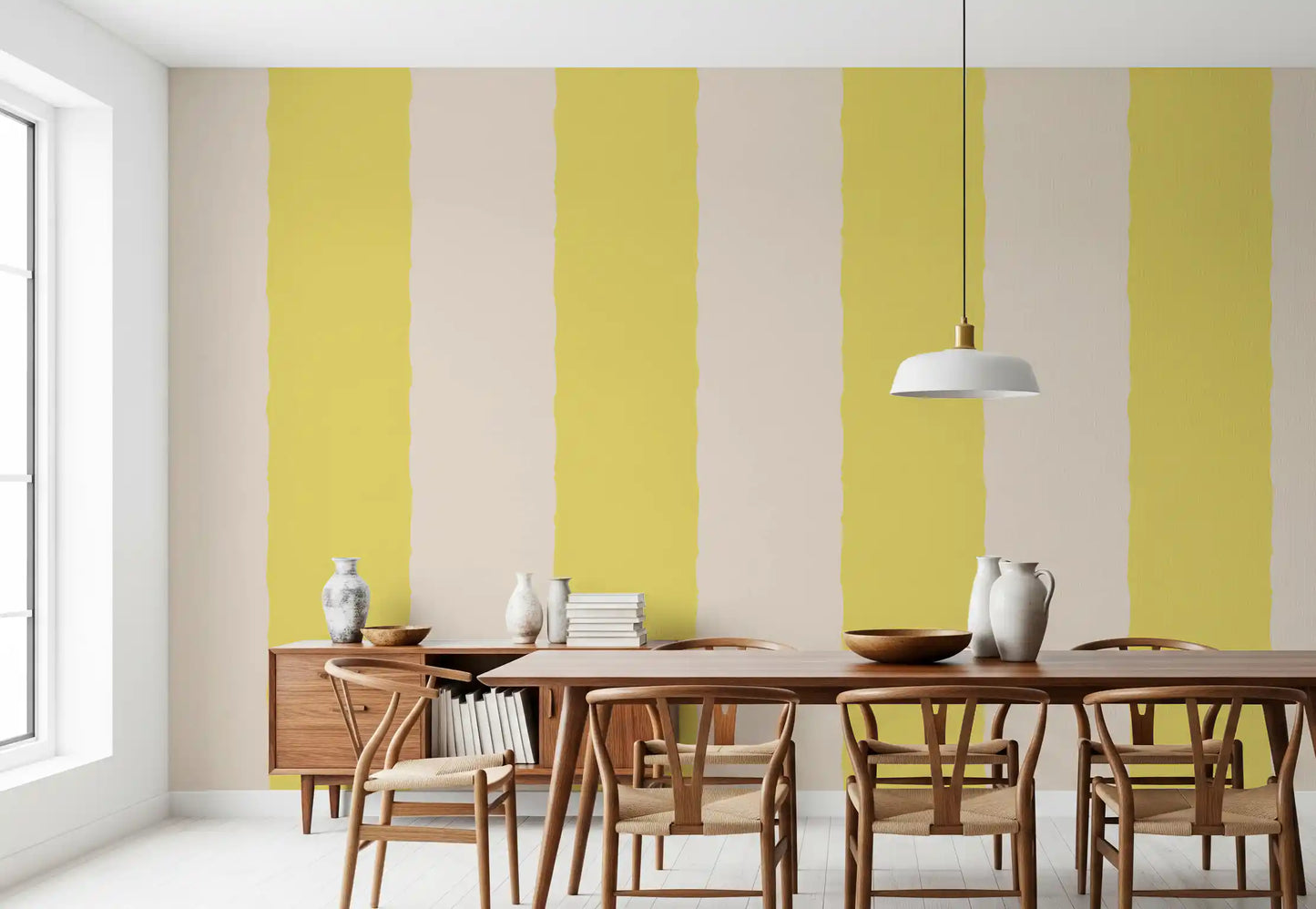 Butter Yellow Stripe Wallpaper Grandmillennial Wallpaper⁠