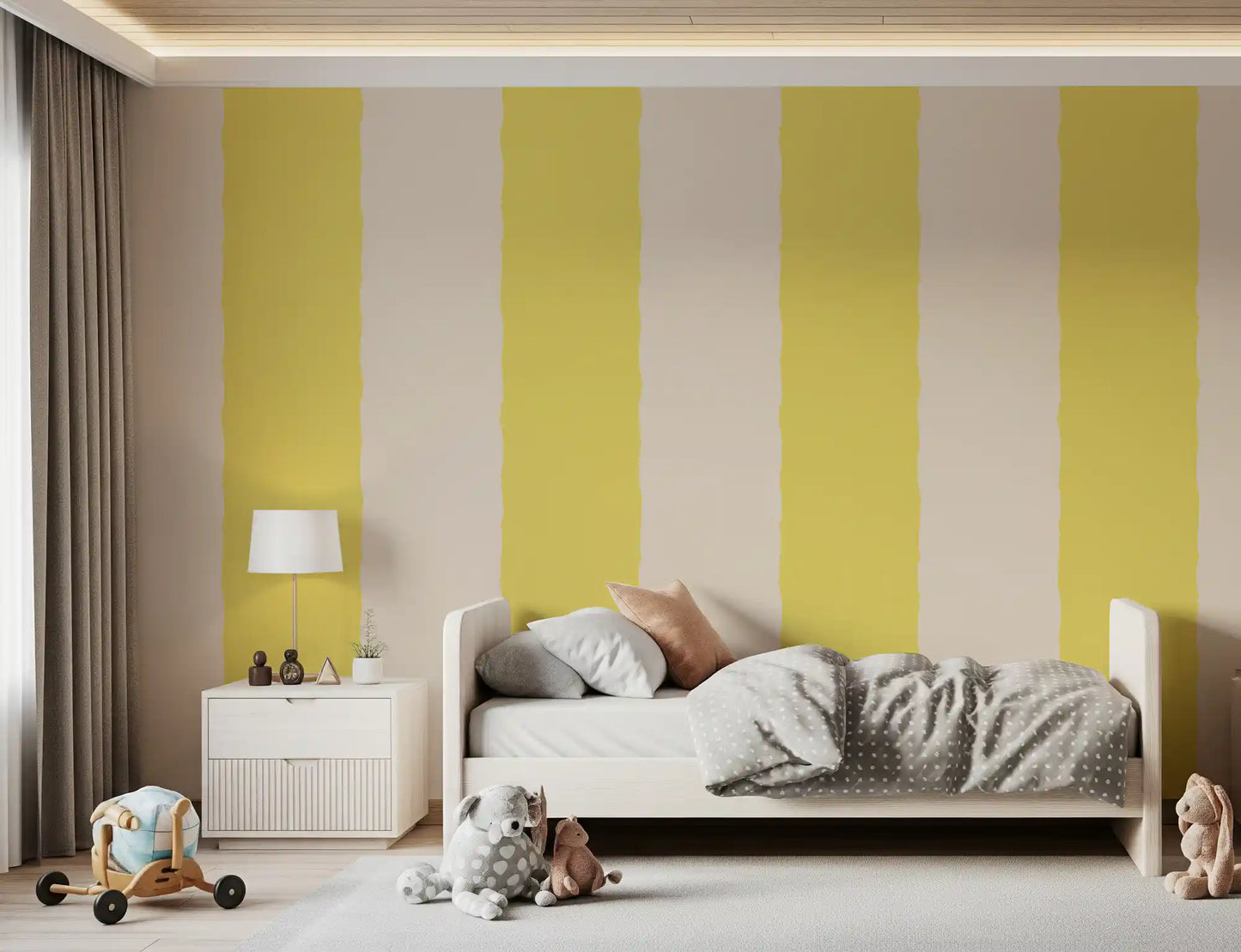 Butter Yellow Stripe Wallpaper Grandmillennial Wallpaper⁠