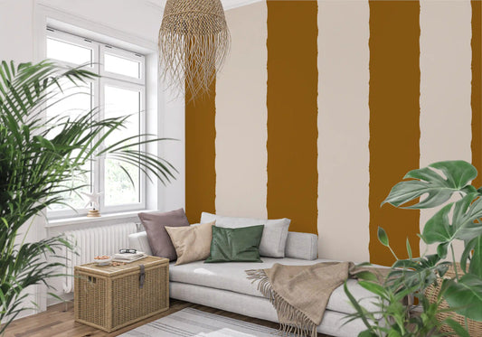 Cinnamon Brown Stripe Wallpaper