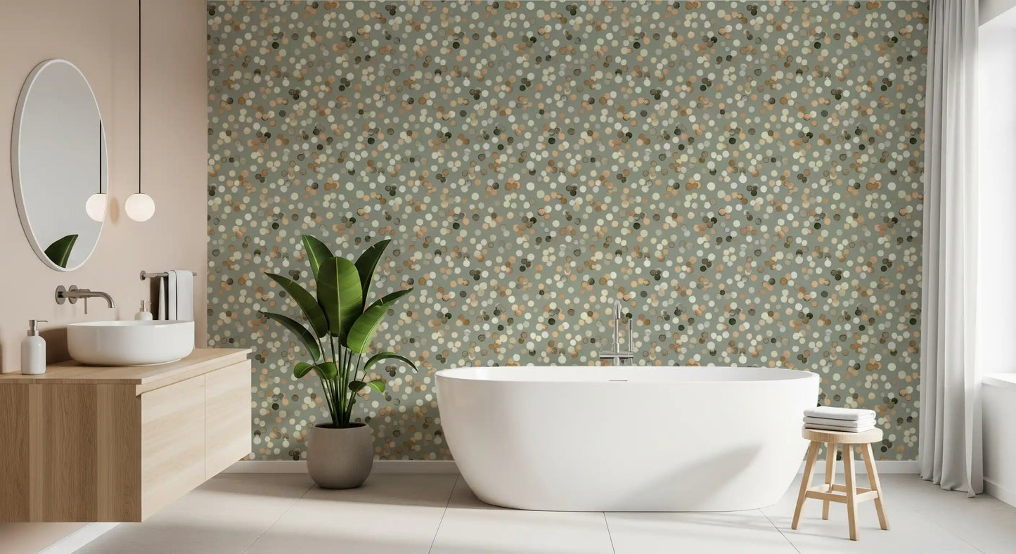 Sage and Sand Watercolor Polka Dots Wallpaper Wallpaper⁠