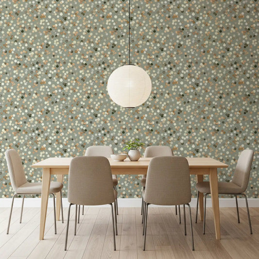 Sage and Sand Watercolor Polka Dots Wallpaper⁠