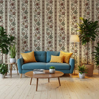 Trailing Chintz Vintage Heirloom Stripes Bright Wallpaper⁠