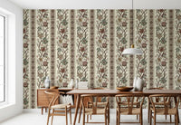Trailing Chintz Vintage Heirloom Stripes Bright Wallpaper⁠