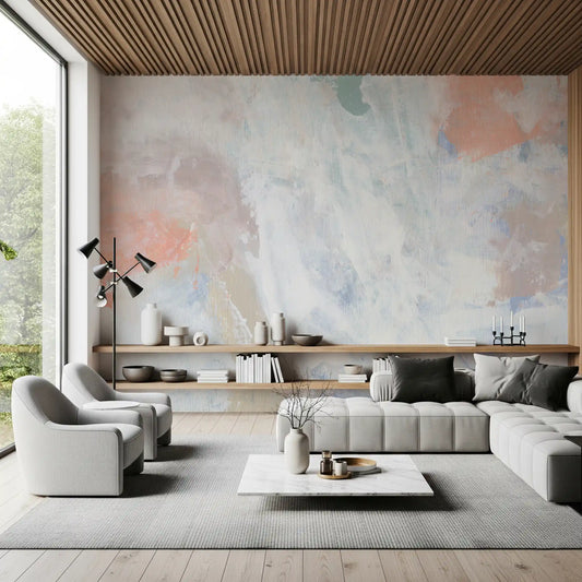 Soft Serenade Pastel Brushstrokes Wall Mural