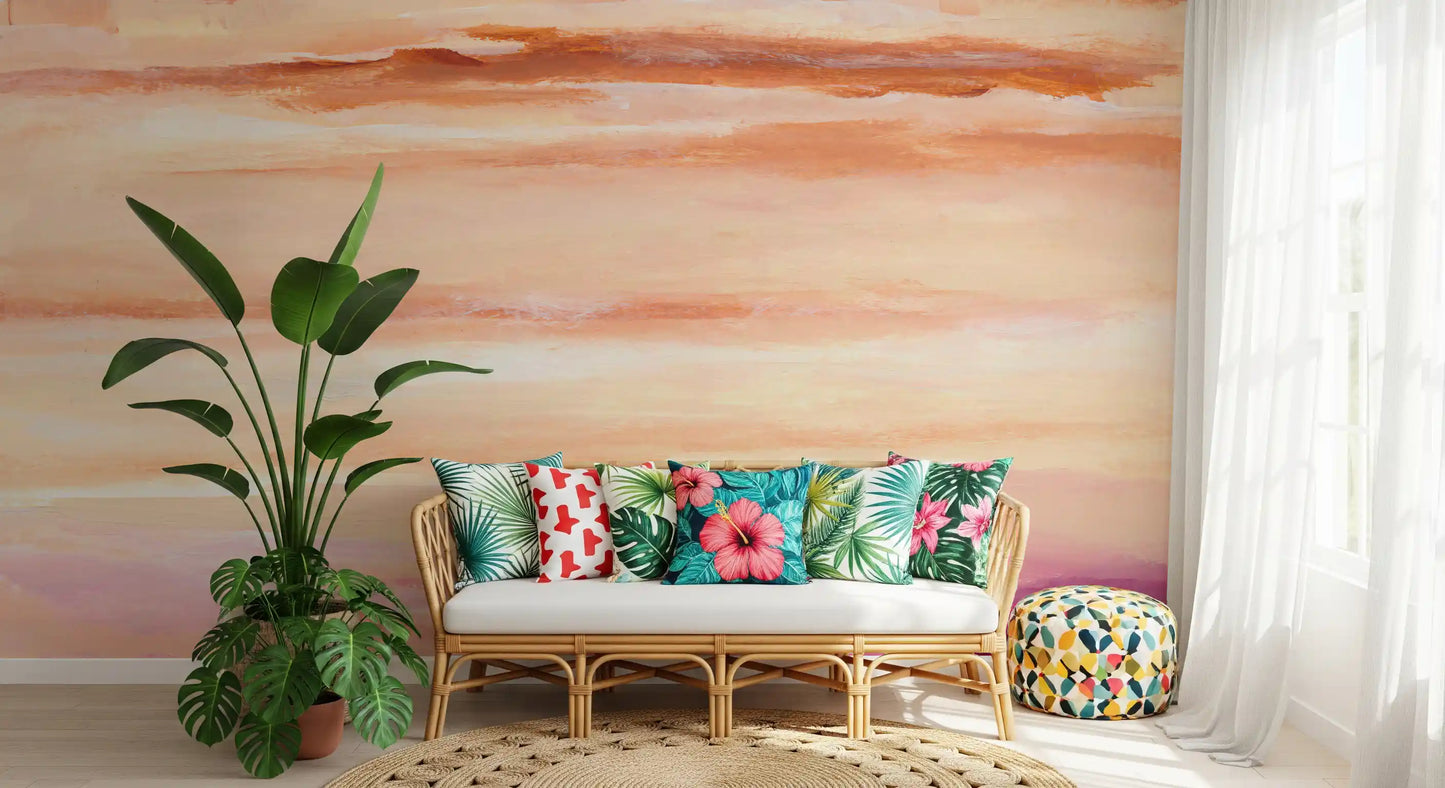 Sunset Horizon Abstract Terracotta Wallpaper Wall Mural