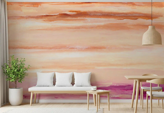 Sunset Horizon Abstract Terracotta Wall Mural