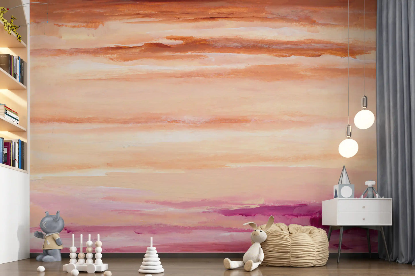 Sunset Horizon Abstract Terracotta Wallpaper Wall Mural